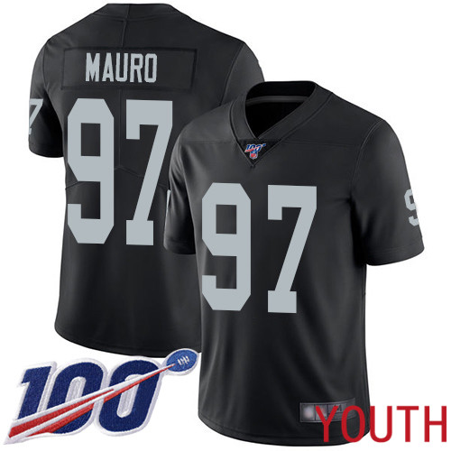 Oakland Raiders Limited Black Youth Josh Mauro Home Jersey NFL Football #97 100th Season Vapor Jersey->youth nfl jersey->Youth Jersey